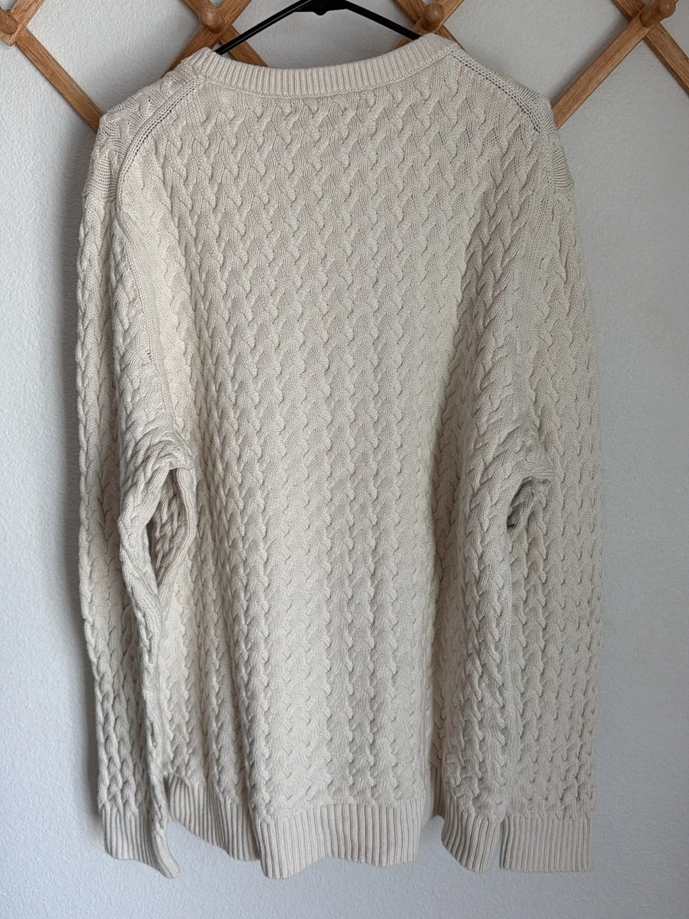 Banana Republic Men’s Cream Supima Cotton Cable Knit Crewneck Sweater - Size XXL